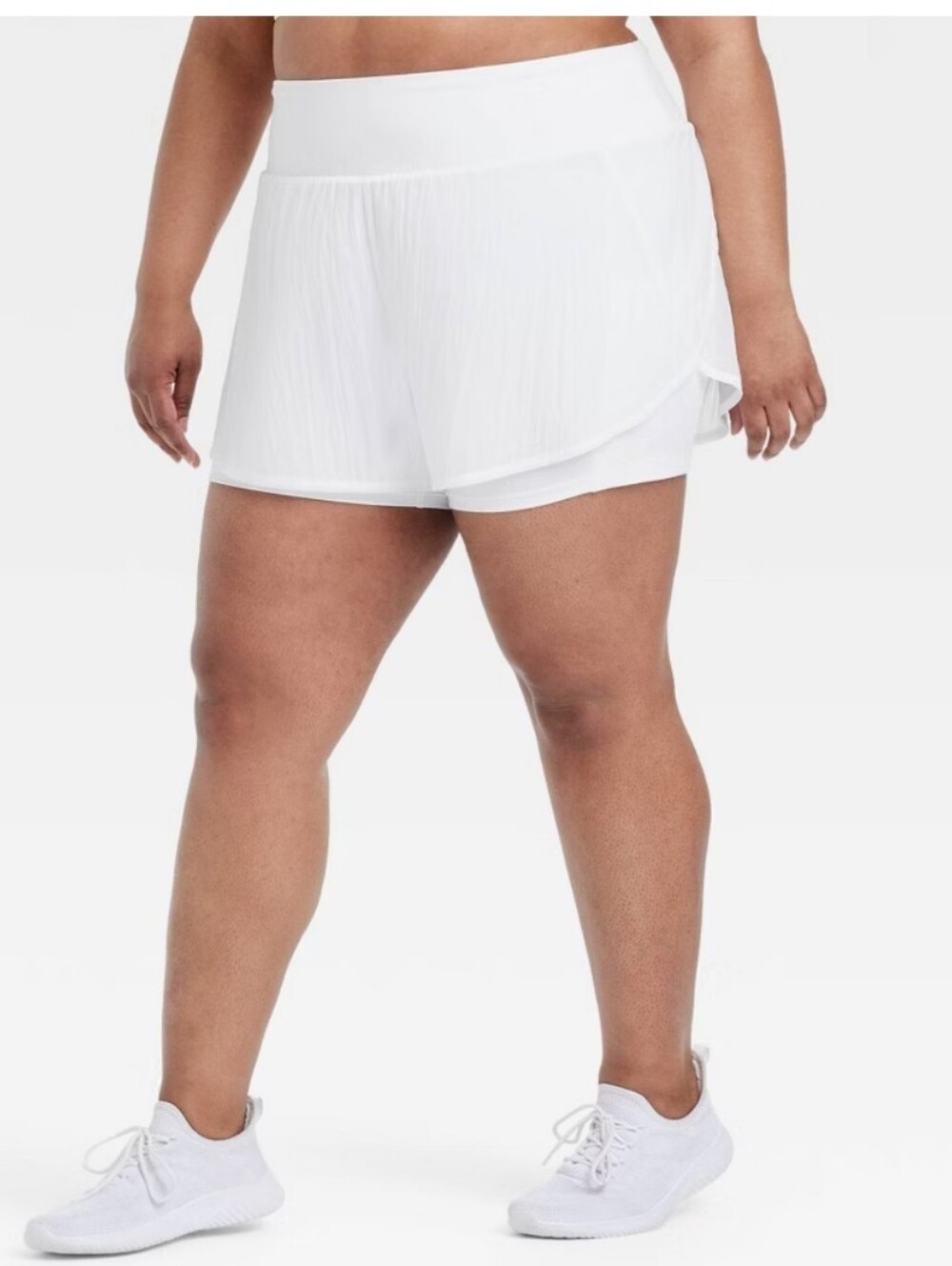 Women's Woven High-Rise 2-in-1 Run Shorts 3" - All In Motion White XXL - Picture 1 of 16